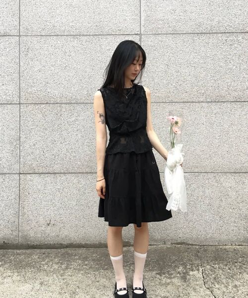 KIMZISU(キムジス)の「Pinched Sleeveless_SHEER BLACK(Tシャツ/カットソー・レディース・ブラック系・SMALL/MEDIUM/LARGE)」の9枚目の写真