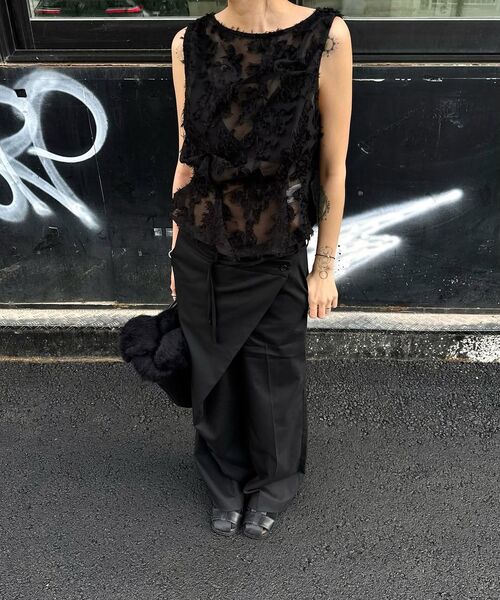 KIMZISU(キムジス)の「Pinched Sleeveless_SHEER BLACK(Tシャツ/カットソー・レディース・ブラック系・SMALL/MEDIUM/LARGE)」の2枚目の写真