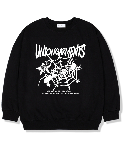 Union Garments(ユニオンガーメンツ)の「スパイダー 裏起毛オーバーサイズ スウェットシャツ ブラック(スウェット・レディース・その他・L/XL/XXL)」の1枚目の写真