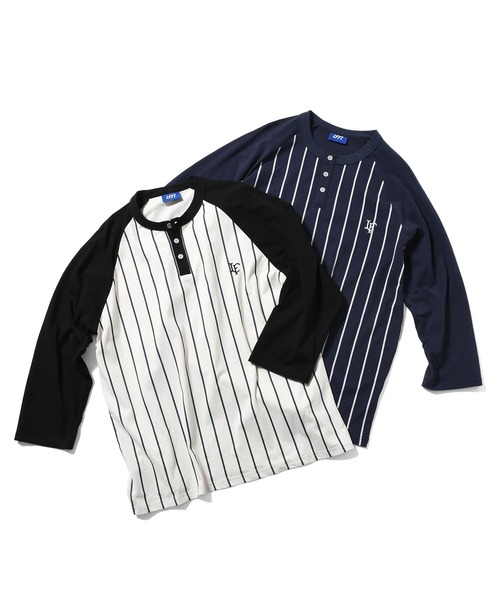 LFYT(エルエフワイティー)の「LFYT ラファイエット - PINSTRIPE RAGLAN SLEEVE TEE ラグランスリーブ Tシャツ LS260102(Tシャツ/カットソー・メンズ・ネイビー/ホワイト・X-LARGE/LARGE/MEDIUM/SMALL/XX-LARGE)」の16枚目の写真