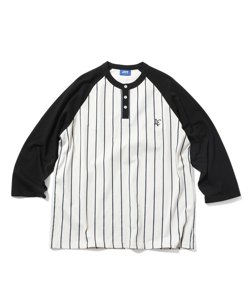 LFYT(エルエフワイティー)の「LFYT ラファイエット - PINSTRIPE RAGLAN SLEEVE TEE ラグランスリーブ Tシャツ LS260102(Tシャツ/カットソー・メンズ・ネイビー/ホワイト・X-LARGE/LARGE/MEDIUM/SMALL/XX-LARGE)」の3枚目の写真