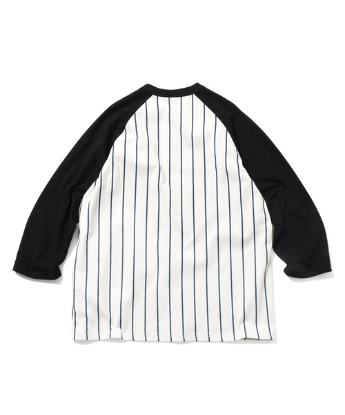 LFYT(エルエフワイティー)の「LFYT ラファイエット - PINSTRIPE RAGLAN SLEEVE TEE ラグランスリーブ Tシャツ LS260102(Tシャツ/カットソー・メンズ・ネイビー/ホワイト・X-LARGE/LARGE/MEDIUM/SMALL/XX-LARGE)」の5枚目の写真