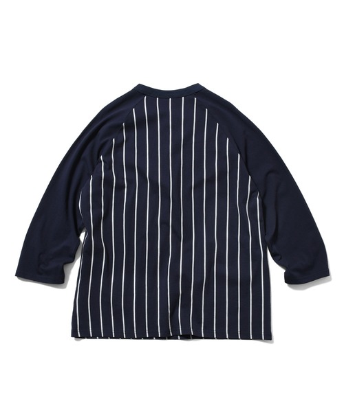 LFYT(エルエフワイティー)の「LFYT ラファイエット - PINSTRIPE RAGLAN SLEEVE TEE ラグランスリーブ Tシャツ LS260102(Tシャツ/カットソー・メンズ・ネイビー/ホワイト・X-LARGE/LARGE/MEDIUM/SMALL/XX-LARGE)」の6枚目の写真