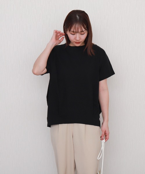 libelle more(リベル モア)の「【接触冷感】USAコットン裾タック半袖プルオーバー(Tシャツ/カットソー・レディース・チャコールグレー/ブラック/オフホワイト/ライトカーキ/グレイッシュベージュ・M)」の16枚目の写真