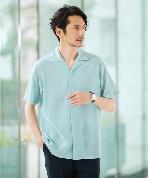 TAKEO KIKUCHI(タケオキクチ)の「【通気性】トリコットサッカー オープンカラー シャツ(シャツ/ブラウス・メンズ・グリーン系/ピンク/ブルー系その他/ブラック・04/03/02/01)」の15枚目の写真