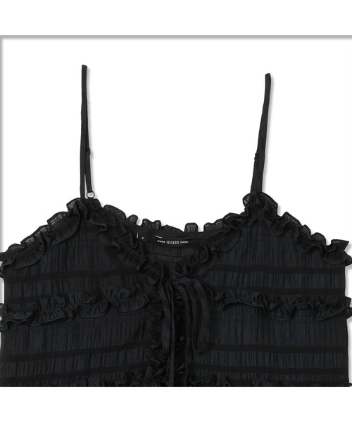 Guess(ゲス)の「LADIES' Woven Tank Top トップス キャミソール(キャミソール・レディース・ブラック/ホワイト・MEDIUM/SMALL/X-SMALL)」の5枚目の写真