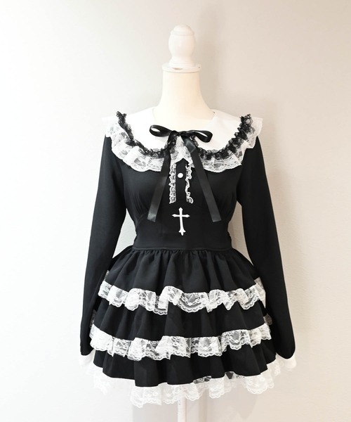MA*RS（アメーバーマーズ）の「クロス刺繍ティアードセットアップ ２点SET（セットアップ・レディース・ブラック×ホワイト/ブラック/ホワイト×ブラック/チャコールグレー/ブラック×ブラック・FREE）」の14枚目の写真