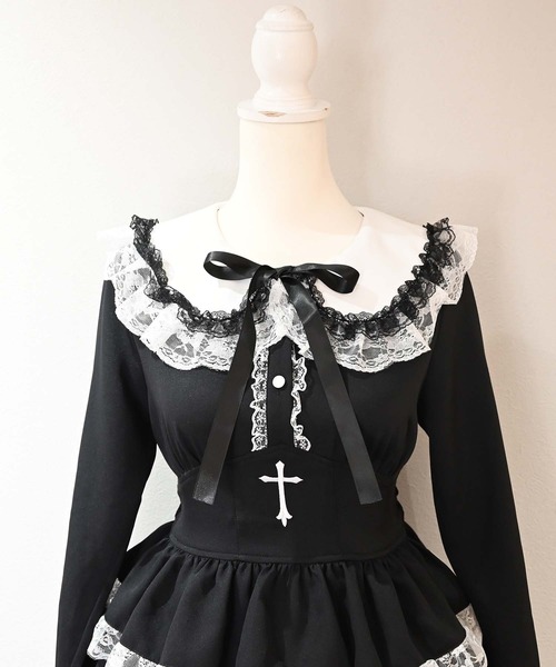 MA*RS（アメーバーマーズ）の「クロス刺繍ティアードセットアップ ２点SET（セットアップ・レディース・ブラック×ホワイト/ブラック/ホワイト×ブラック/チャコールグレー/ブラック×ブラック・FREE）」の15枚目の写真