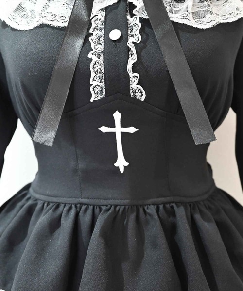 MA*RS（アメーバーマーズ）の「クロス刺繍ティアードセットアップ ２点SET（セットアップ・レディース・ブラック×ホワイト/ブラック/ホワイト×ブラック/チャコールグレー/ブラック×ブラック・FREE）」の16枚目の写真