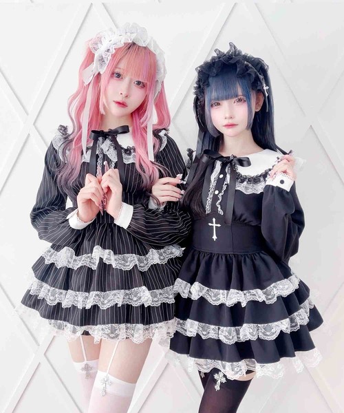 MA*RS（アメーバーマーズ）の「クロス刺繍ティアードセットアップ ２点SET（セットアップ・レディース・ブラック×ホワイト/ブラック/ホワイト×ブラック/チャコールグレー/ブラック×ブラック・FREE）」の12枚目の写真