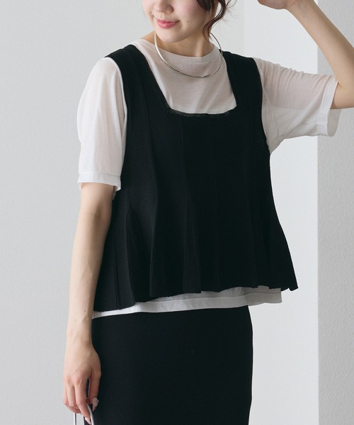 PUAL CE CIN（ピュアルセシン）の「接触冷感・抗菌 アイレットニットビスチェ（ニット/セーター・レディース・ブラウン/ブラック/アイボリー・FREE）」の3枚目の写真