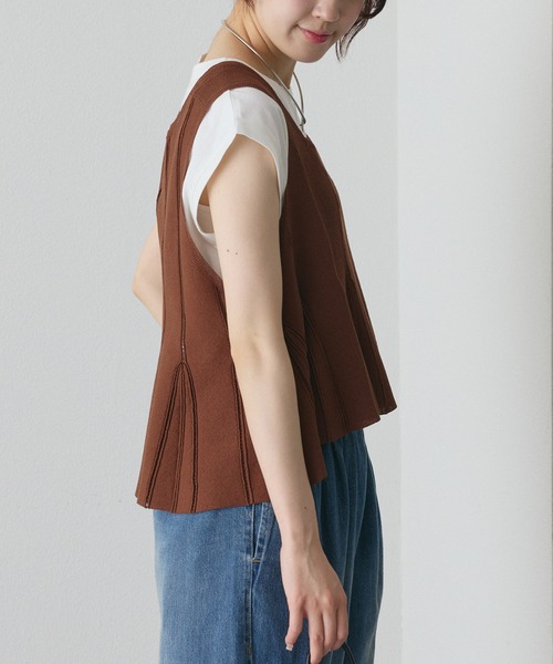 PUAL CE CIN（ピュアルセシン）の「接触冷感・抗菌 アイレットニットビスチェ（ニット/セーター・レディース・ブラウン/ブラック/アイボリー・FREE）」の14枚目の写真
