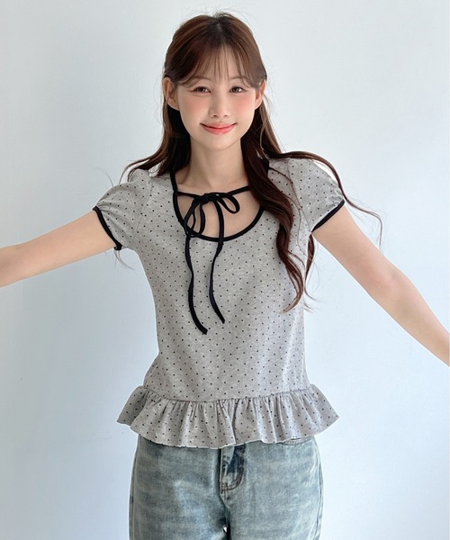セール】[ドットリボンシリーズ半袖が登場!][着用動画あり・3色展開