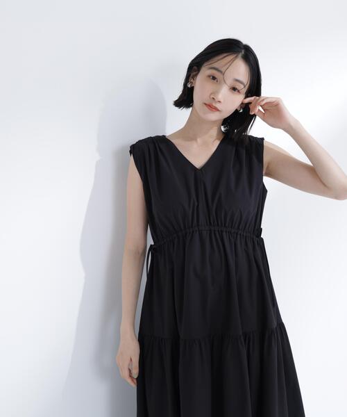 NATURAL BEAUTY BASIC(ナチュラルビューティーベーシック)の「サイドボタンタフタワンピース(ワンピース・レディース・キャメル/オフホワイト/ブラック・P/S/MEDIUM)」の6枚目の写真