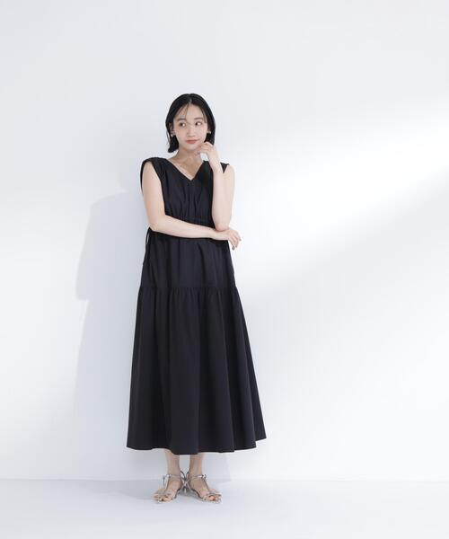 NATURAL BEAUTY BASIC(ナチュラルビューティーベーシック)の「サイドボタンタフタワンピース(ワンピース・レディース・キャメル/オフホワイト/ブラック・P/S/MEDIUM)」の9枚目の写真