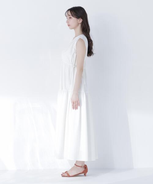 NATURAL BEAUTY BASIC（ナチュラルビューティーベーシック）の「サイドボタンタフタワンピース（ワンピース・レディース・キャメル/オフホワイト/ブラック・P/S/MEDIUM）」の5枚目の写真
