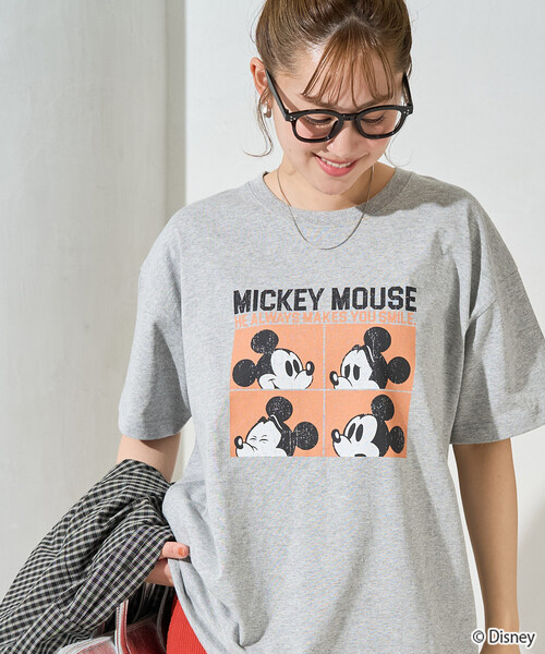 限定展開 別注/Mickey Mouse/ミッキーマウス/4box半袖プリントTシャツ