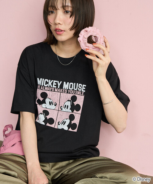 限定展開 別注/Mickey Mouse/ミッキーマウス/4box半袖プリントTシャツ