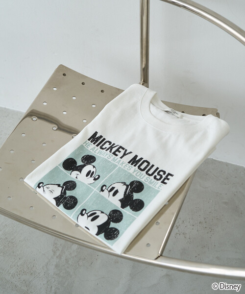 FREAK'S STORE（フリークスストア）の「限定展開　別注/Mickey Mouse/ミッキーマウス/4box半袖プリントTシャツ（Tシャツ/カットソー・レディース・ブラウン/ブラック/オフホワイト/グレー・ﾌﾘ-）」の6枚目の写真