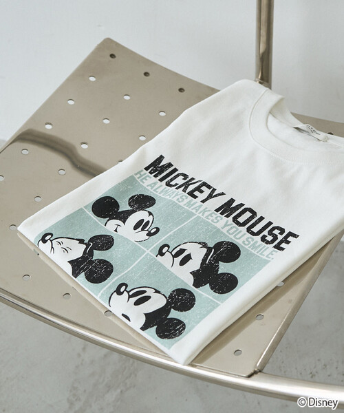 FREAK'S STORE（フリークスストア）の「限定展開　別注/Mickey Mouse/ミッキーマウス/4box半袖プリントTシャツ（Tシャツ/カットソー・レディース・ブラウン/ブラック/オフホワイト/グレー・ﾌﾘ-）」の7枚目の写真