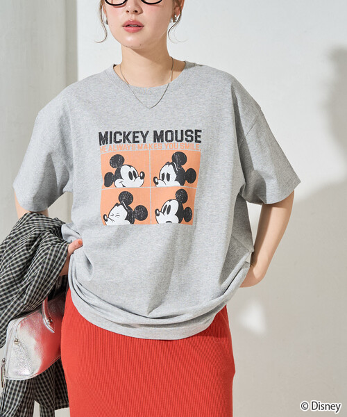FREAK'S STORE（フリークスストア）の「限定展開　別注/Mickey Mouse/ミッキーマウス/4box半袖プリントTシャツ（Tシャツ/カットソー・レディース・ブラウン/ブラック/オフホワイト/グレー・ﾌﾘ-）」の9枚目の写真