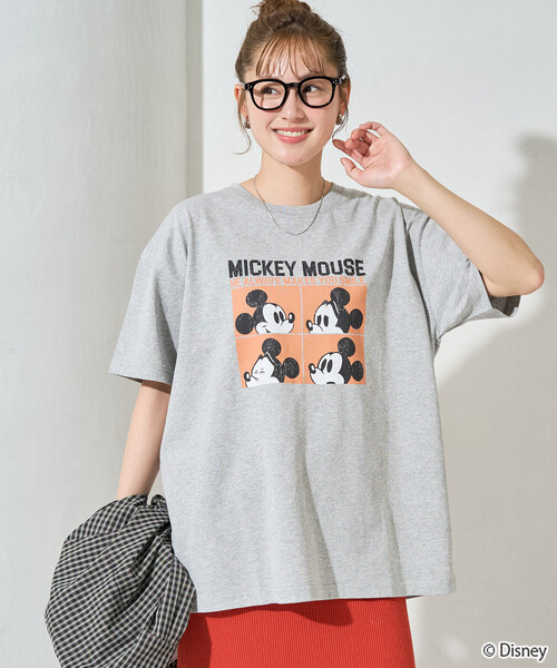 FREAK'S STORE（フリークスストア）の「限定展開　別注/Mickey Mouse/ミッキーマウス/4box半袖プリントTシャツ（Tシャツ/カットソー・レディース・ブラウン/ブラック/オフホワイト/グレー・ﾌﾘ-）」の10枚目の写真