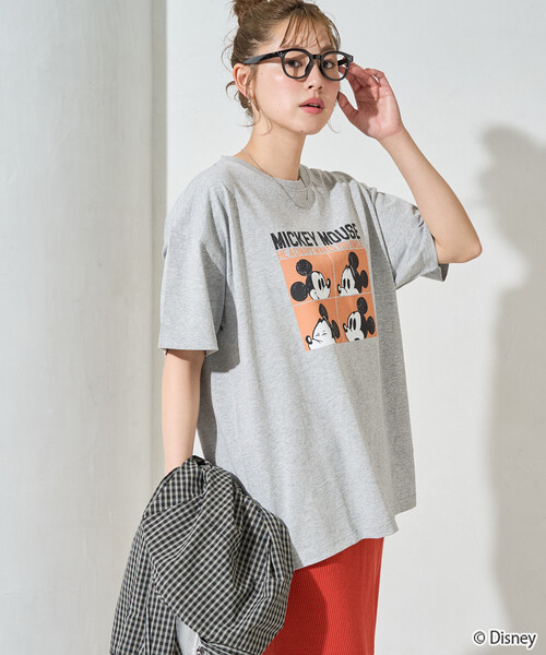 FREAK'S STORE（フリークスストア）の「限定展開　別注/Mickey Mouse/ミッキーマウス/4box半袖プリントTシャツ（Tシャツ/カットソー・レディース・ブラウン/ブラック/オフホワイト/グレー・ﾌﾘ-）」の13枚目の写真