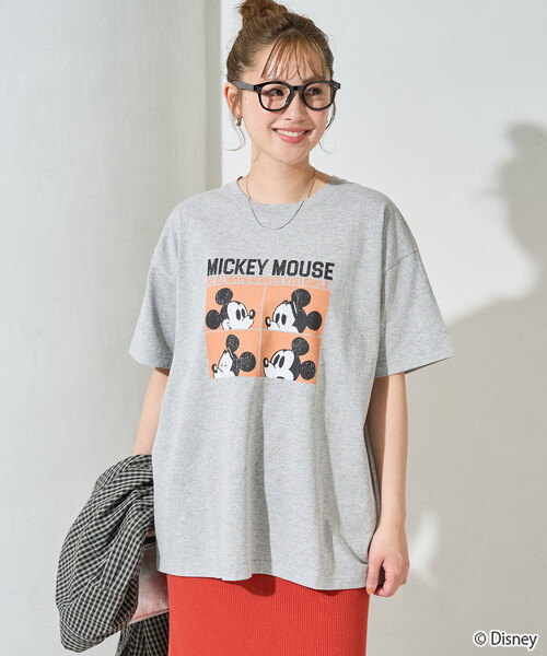 FREAK'S STORE（フリークスストア）の「限定展開　別注/Mickey Mouse/ミッキーマウス/4box半袖プリントTシャツ（Tシャツ/カットソー・レディース・ブラウン/ブラック/オフホワイト/グレー・ﾌﾘ-）」の14枚目の写真