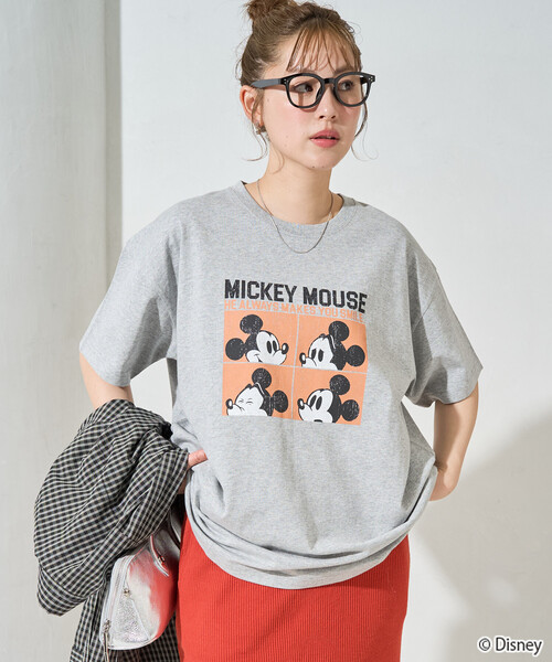 FREAK'S STORE（フリークスストア）の「限定展開　別注/Mickey Mouse/ミッキーマウス/4box半袖プリントTシャツ（Tシャツ/カットソー・レディース・ブラウン/ブラック/オフホワイト/グレー・ﾌﾘ-）」の15枚目の写真