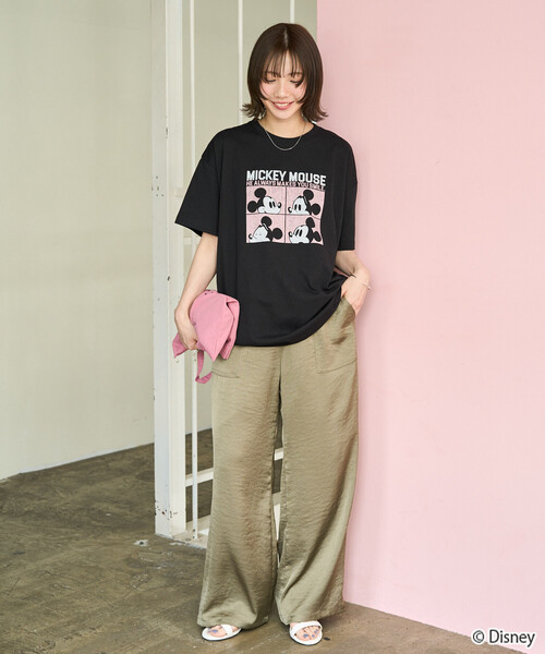 FREAK'S STORE（フリークスストア）の「限定展開　別注/Mickey Mouse/ミッキーマウス/4box半袖プリントTシャツ（Tシャツ/カットソー・レディース・ブラウン/ブラック/オフホワイト/グレー・ﾌﾘ-）」の18枚目の写真
