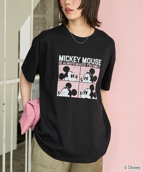 FREAK'S STORE（フリークスストア）の「限定展開　別注/Mickey Mouse/ミッキーマウス/4box半袖プリントTシャツ（Tシャツ/カットソー・レディース・ブラウン/ブラック/オフホワイト/グレー・ﾌﾘ-）」の20枚目の写真