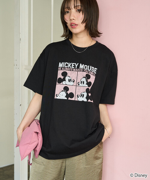 FREAK'S STORE（フリークスストア）の「限定展開　別注/Mickey Mouse/ミッキーマウス/4box半袖プリントTシャツ（Tシャツ/カットソー・レディース・ブラウン/ブラック/オフホワイト/グレー・ﾌﾘ-）」の21枚目の写真