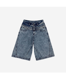 Curved Detail Bermuda Denim Pants
