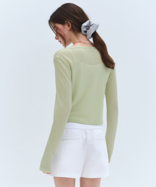 MUSINSA STANDARD WOMAN（ムシンサスタンダードウーマン）の「ウィメンズリネンライクシアージャージカーディガン[ライトグリーン]（カーディガン/ボレロ・レディース・その他・X-SMALL/SMALL/MEDIUM/LARGE）」の12枚目の写真