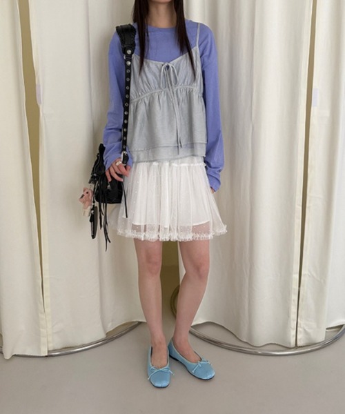 Mejoul(メジュール)の「【2026春夏新作】【インパン付き】ドットシースルーティアードミニスカート(スカート・レディース・ホワイト/ホワイト系その他・M/S)」の4枚目の写真