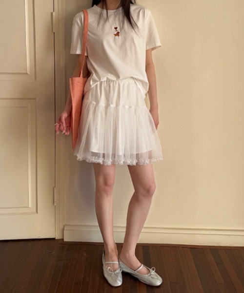 Mejoul(メジュール)の「【2026春夏新作】【インパン付き】ドットシースルーティアードミニスカート(スカート・レディース・ホワイト/ホワイト系その他・M/S)」の18枚目の写真