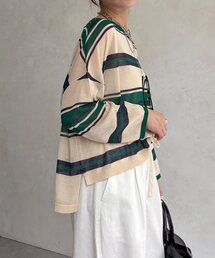 17SS スピック&amp;スパン  マルチボーダー オフショル プルオーバー Spick & Span（スピックアンドスパン）の「オフショルダー ニットプル