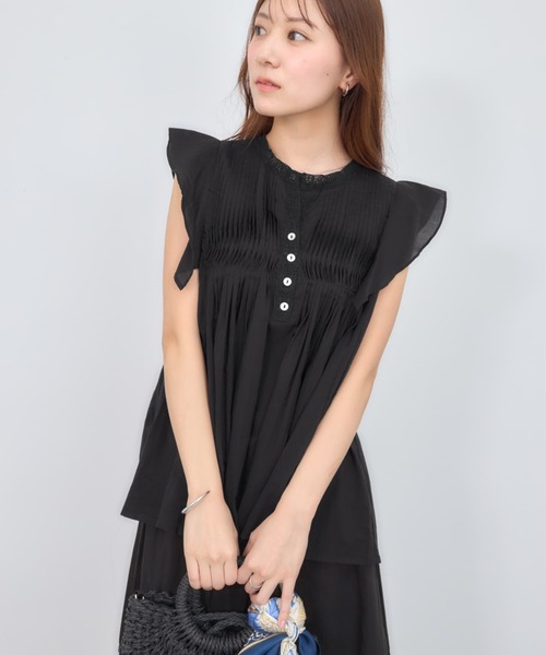 COHINA(コヒナ)の「【Made in India】ピンタックエンブロイダリーブラウス 【低身長・小柄女性】(シャツ/ブラウス・レディース・ブラック/ホワイト/レッド・ONE SIZE)」の18枚目の写真