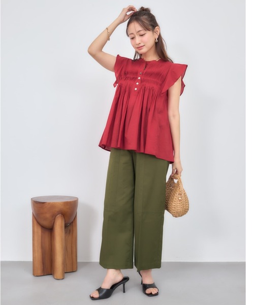 COHINA(コヒナ)の「【Made in India】ピンタックエンブロイダリーブラウス 【低身長・小柄女性】(シャツ/ブラウス・レディース・ブラック/ホワイト/レッド・ONE SIZE)」の7枚目の写真