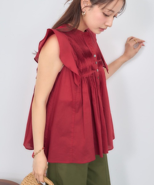 COHINA(コヒナ)の「【Made in India】ピンタックエンブロイダリーブラウス 【低身長・小柄女性】(シャツ/ブラウス・レディース・ブラック/ホワイト/レッド・ONE SIZE)」の5枚目の写真