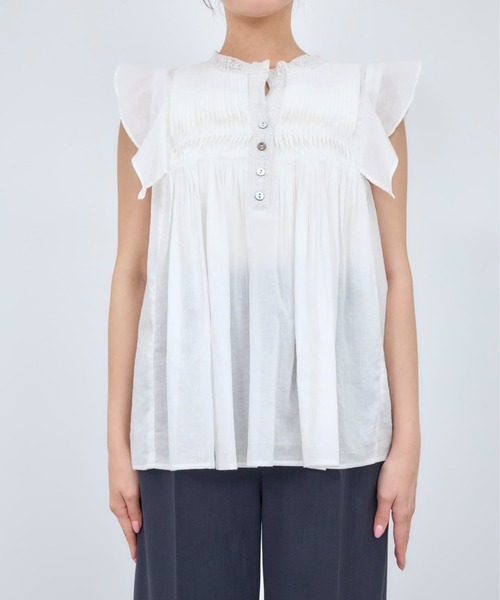 COHINA(コヒナ)の「【Made in India】ピンタックエンブロイダリーブラウス 【低身長・小柄女性】(シャツ/ブラウス・レディース・ブラック/ホワイト/レッド・ONE SIZE)」の10枚目の写真