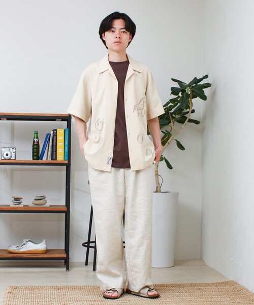 GEVACO(ゲバコ)の「【GEVACO/ゲバコ】刺繍オープンカラーシャツ(シャツ/ブラウス・メンズ・ベージュ/オリーブ・L/M)」の9枚目の写真