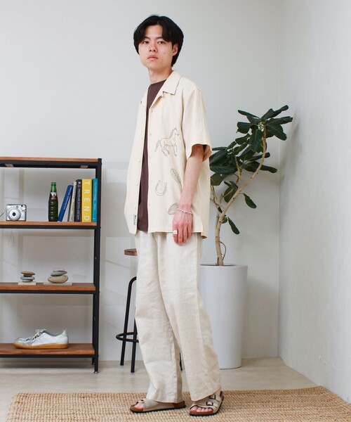 GEVACO(ゲバコ)の「【GEVACO/ゲバコ】刺繍オープンカラーシャツ(シャツ/ブラウス・メンズ・ベージュ/オリーブ・L/M)」の10枚目の写真