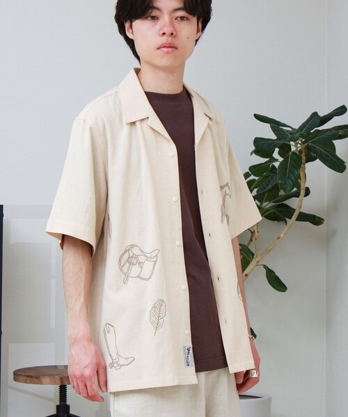 GEVACO(ゲバコ)の「【GEVACO/ゲバコ】刺繍オープンカラーシャツ(シャツ/ブラウス・メンズ・ベージュ/オリーブ・L/M)」の16枚目の写真