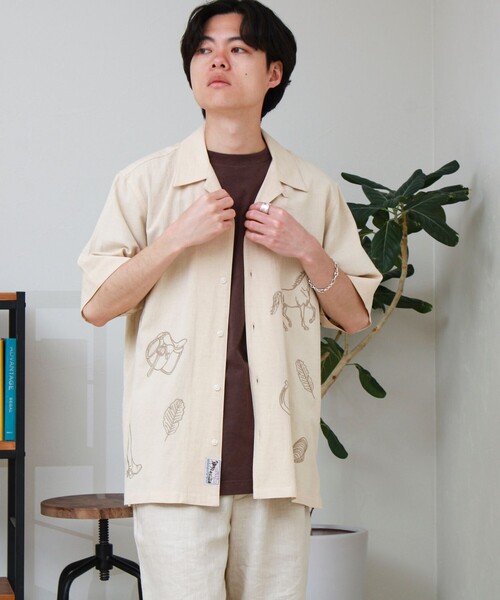 GEVACO(ゲバコ)の「【GEVACO/ゲバコ】刺繍オープンカラーシャツ(シャツ/ブラウス・メンズ・ベージュ/オリーブ・L/M)」の17枚目の写真