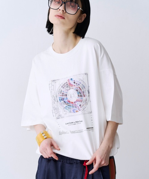 SeeSew(シーソー)の「【UNISEX】CORD DISC PRINT TEE/コードディスクプリントTシャツ(Tシャツ/カットソー・メンズ・ブラック/ホワイト・M/L)」の5枚目の写真