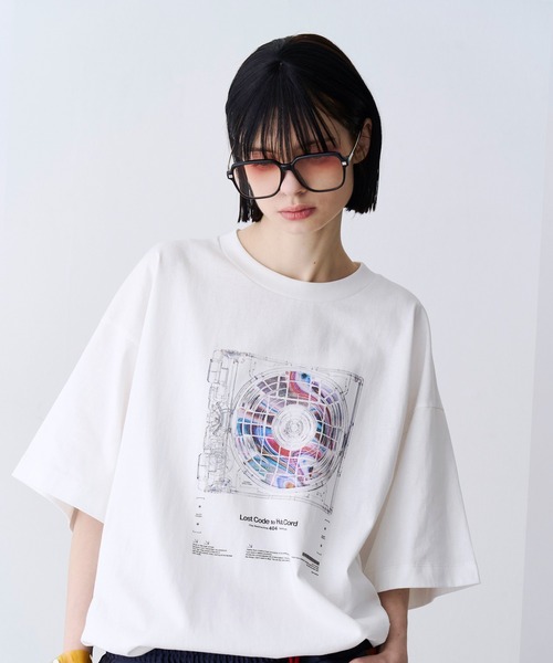 SeeSew(シーソー)の「【UNISEX】CORD DISC PRINT TEE/コードディスクプリントTシャツ(Tシャツ/カットソー・メンズ・ブラック/ホワイト・M/L)」の6枚目の写真