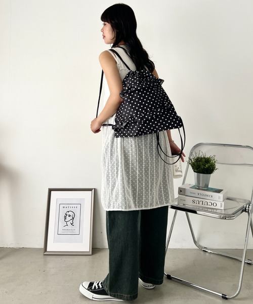wears(ウェアーズ)の「ドット柄フリルナップサック(バックパック/リュック・レディース・ホワイト/ブラック・FREE)」の18枚目の写真