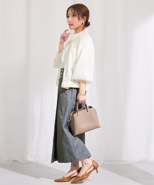 COHINA（コヒナ）の「ポリエステルリネンスラブIラインスカート 【低身長・小柄女性】（スカート・レディース・ブラウン/ネイビー/ベージュ・XS-Short/S-Regular/S-Short/XS-Regular）」の6枚目の写真