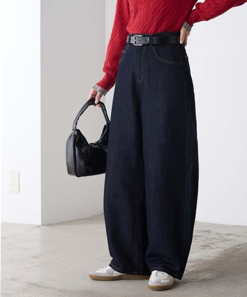 BONLECILL(ボンルシール)の「【デニムJKとセットアップ対応】ハイウエストバレルデニムパンツ(デニムパンツ・レディース・ネイビー/ブラック・M/S/L)」の13枚目の写真